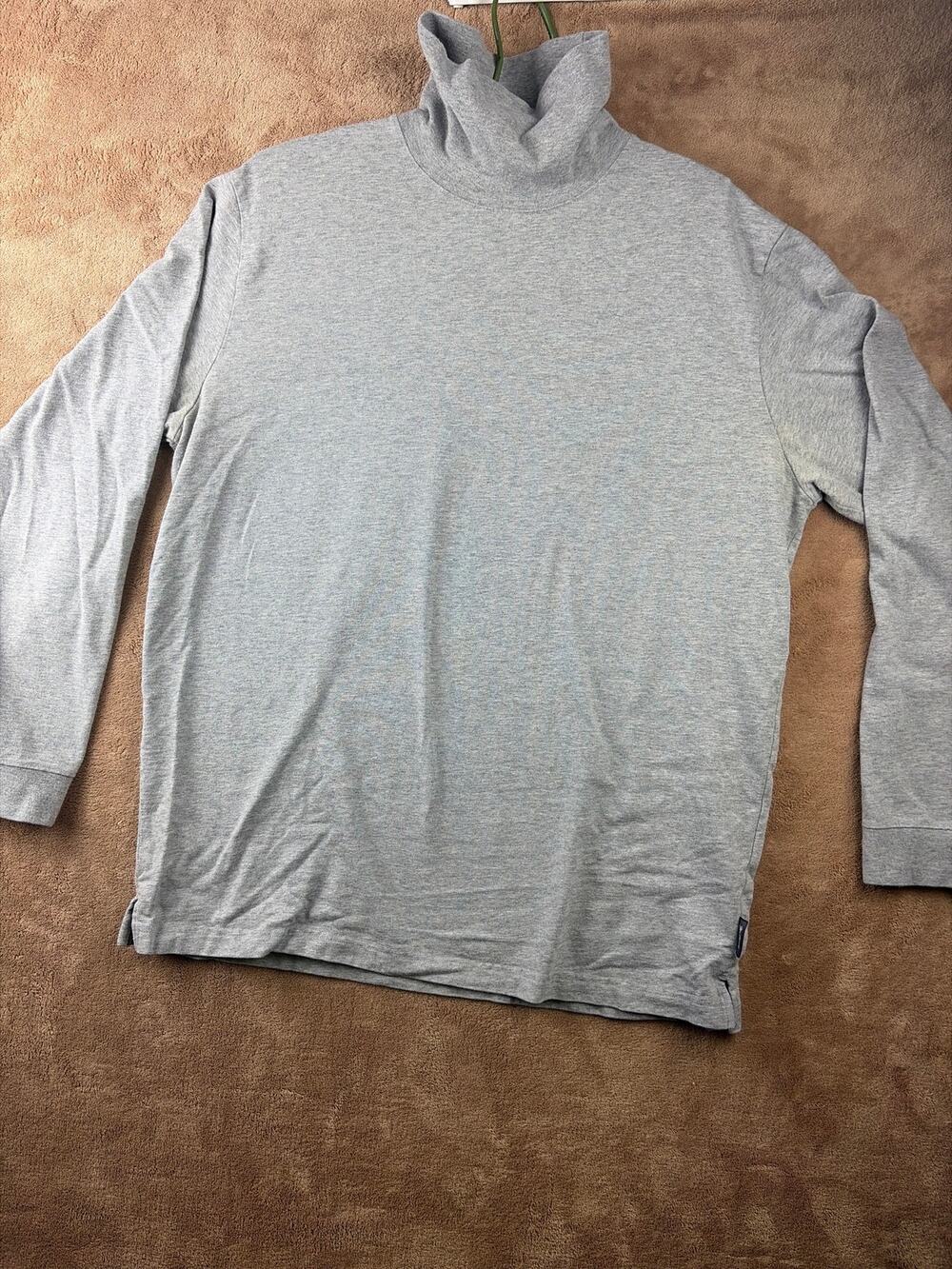 Vintage Woolrich Mens Size L Gray Long Sleeve Turtleneck Pullover Knit Shirt